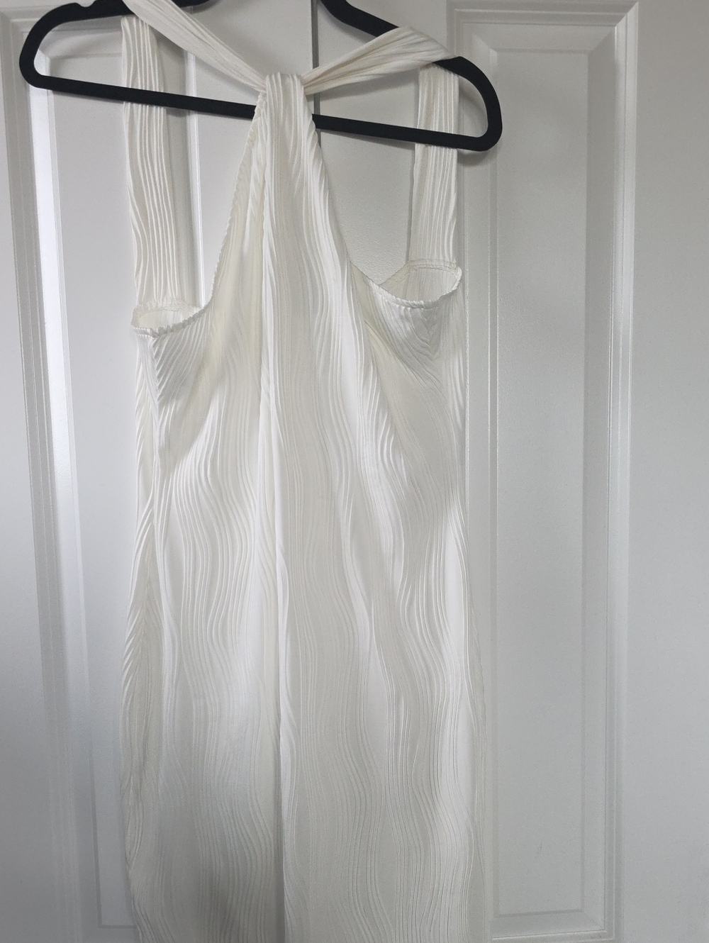 White Textured Sleeveless Midi Dress